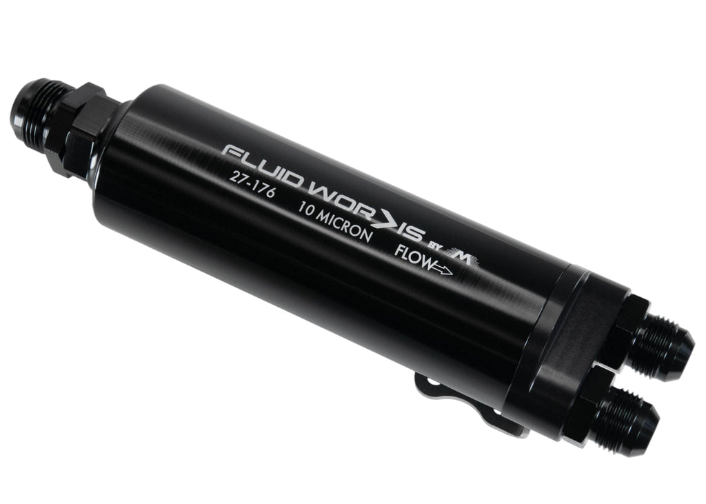 Fluidworks Dual Outlet -12AN / Single -16AN Inlet Fuel Post Filter w/ mount (10 Micron) 27-176-Fluidworks-Motion Raceworks